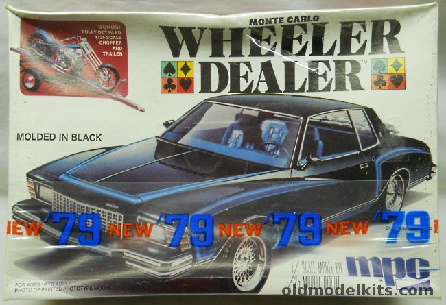 MPC 1/25 Chevrolet 1979 Monte Carlo Wheeler Dealer with Chopper Motorcycle and Trailer, 1-0731 plastic model kit